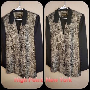 Womens  Blazer Gold Metallic Snake Print